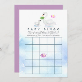 Invitación Bingo Baby Shower de color de agua de cisne