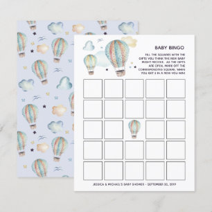 Invitación Bingo Baby Shower de globo acuático de aire calien