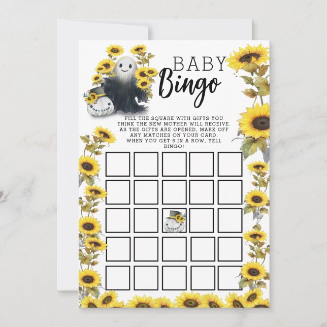 Invitación Bingo Baby Shower de Little Boo (Anverso)