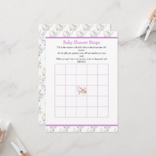 Invitación Bingo Baby Shower de pájaro con manantial