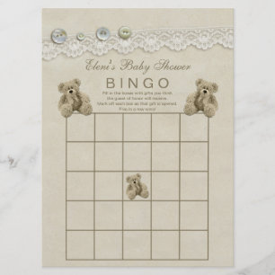 Invitación Bingo Baby Shower de Teddy personalizado