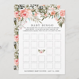 Invitación Bingo Baby Shower Floral de verano con besos solar