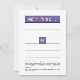 Invitación Bingo Baby Shower - Púrpura