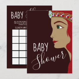 Invitación Bingo Baby Shower Rojo
