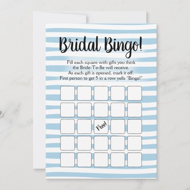 Invitación Bingo Bridal Shower Game Blue White (Anverso)