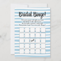 Bingo Bridal Shower Game Blue White