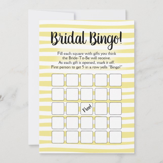 Invitación Bingo Bridal Shower Juego Amarillo Blanco (Anverso)