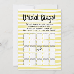 Invitación Bingo Bridal Shower Juego Amarillo Blanco