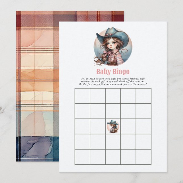 Invitación Bingo de Actividades para Baby Shower con Tema de  (Anverso / Reverso)
