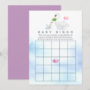Invitación Bingo de Baby Shower Acuarela de Cisne