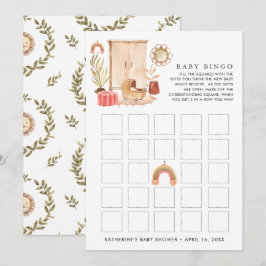 Invitación Bingo de Baby Shower Boho Neutral en Género