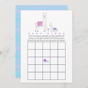 Invitación Bingo de Baby Shower con tema de Llama de acuarela