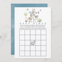 Invitación Bingo de Baby Shower con tema de Llama de acuarela
