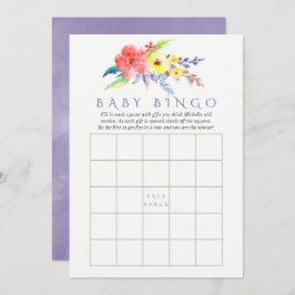 Invitación Bingo de Baby Shower de color acuarela