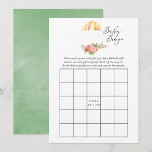 Invitación Bingo de Baby Shower de Paracaídas de Ramo Floral