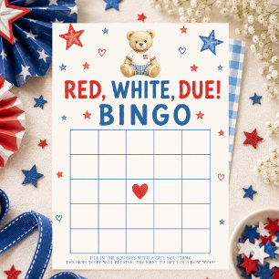Invitación Bingo de Baby Shower Rojo Blanco y Venido