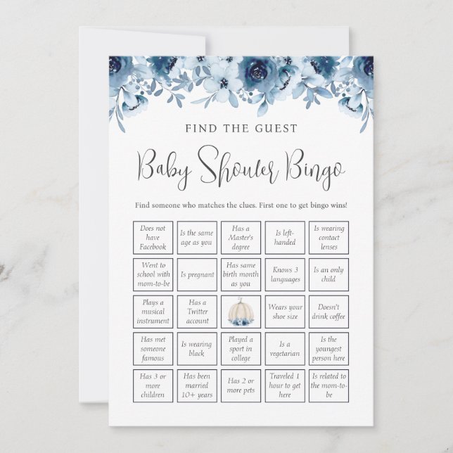 Invitación Bingo De Calabaza Caída Adivina Quién Es Baby Show (Anverso)