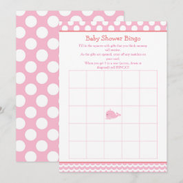 Invitación Bingo de Chica rosa de ballena padre e hijo