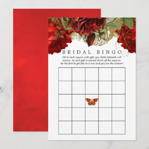 Invitación Bingo de Despedida de Soltera Vintage Rojo Borgoña