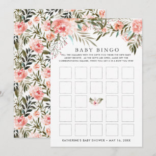Invitación Bingo de Ducha de Bebé Floral de Verano Soleado