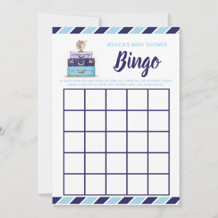 Invitación Bingo de ducha de bebé Juego temático de viajes az