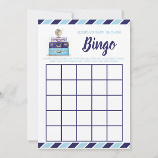 Invitación Bingo de ducha de bebé Juego temático de viajes az