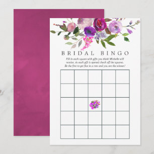 Invitación Bingo de ducha de novia floral acuática de moda