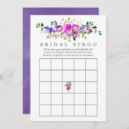 Invitación Bingo de ducha de novia floral de color de agua ul