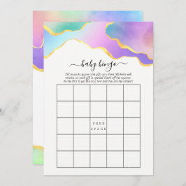 Invitación Bingo de ducha de novias arcoiris agusto de piedra