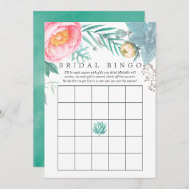 Invitación Bingo de ducha de novias tropicales de verano flor