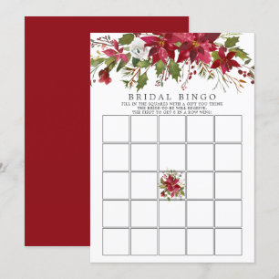 Invitación Bingo de ducha nupcial holdal de Poinsettia Roja