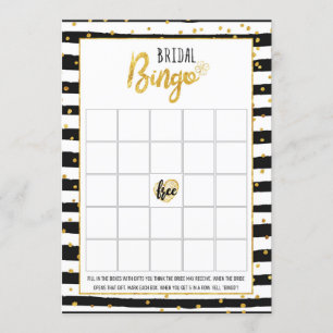 Invitación Bingo de juego de ducha de novia Confetti de oro