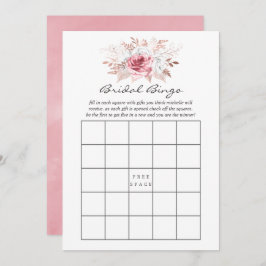 Invitación Bingo de novia floral de oro rosa y Rosa de Rubor