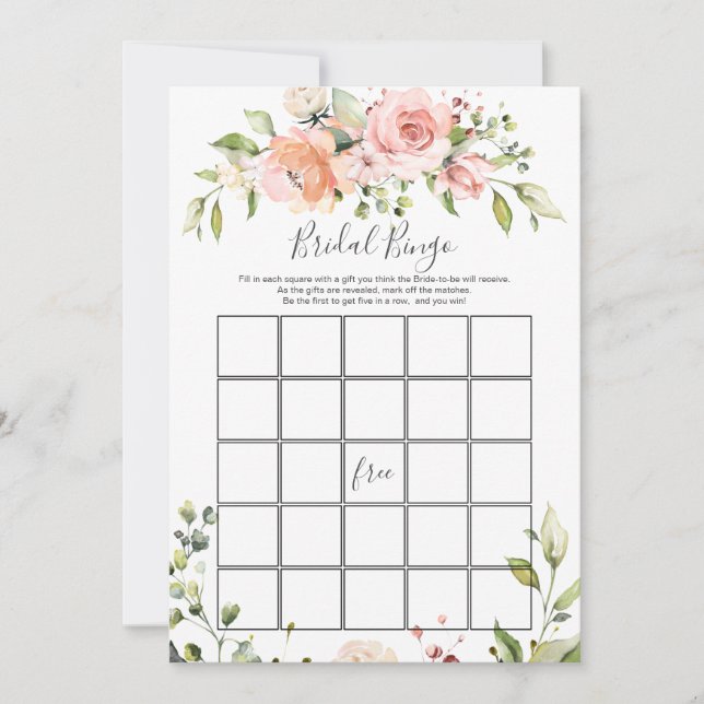 Invitación Bingo De Novias Florales/Dijo, Dijo Juegos (Anverso)