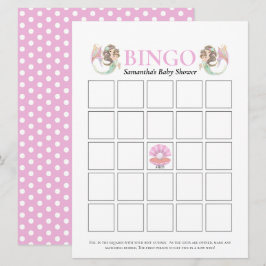 Invitación Bingo De Sirena Marrón De Baby Shower Bajo El Rosa