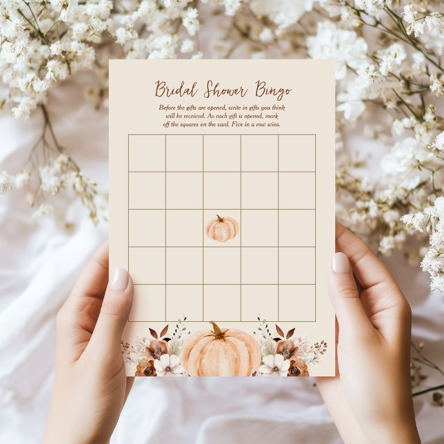 Invitación Bingo Fall Pumpkin Bridal Shower Game Card (Subido por el creador)
