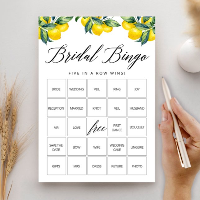 Invitación Bingo Game Card Lemon Bridal Shower Tema (Subido por el creador)
