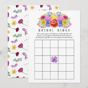 Invitación Bingo Nupcial Fiesta Floral Acuarela