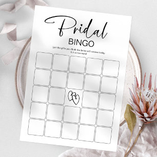 Invitación Bingo Nupcial Juego Minimalista de Despedida de So