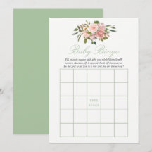 Bingo para Baby Shower con Toques Florales Rosados