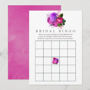 Invitación Bingo para Despedida de Soltera en Rosa Fucsia y P