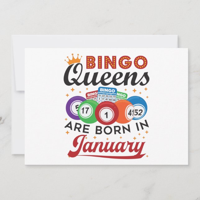Invitación Bingo Queens nace en enero cumpleaños (Anverso)