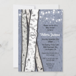 Invitación Birch Tree Evening Twinkle Lights Baby Shower