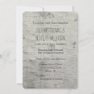Invitación Birch Tree Faux Wood Boda