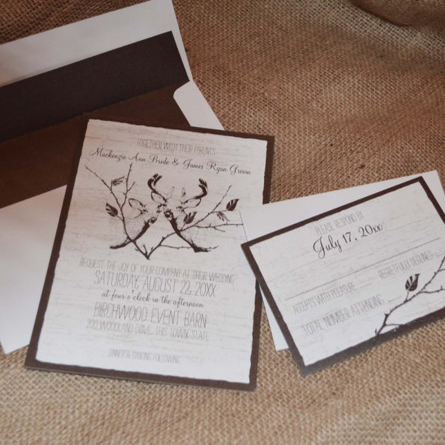 Invitación Birch Wood Deer Boda (Subido por el creador)