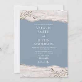 Invitación Birch Wood Dusty Blue Boda