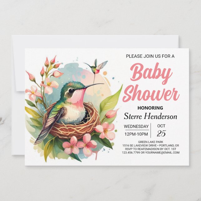Invitación Bird Baby Shower Cute Forest (Anverso)