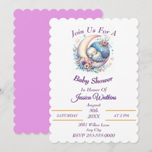 Invitación Bird suave durmiendo en media luna