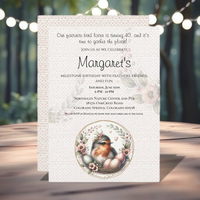 Invitación Bird Watercolor 40th Birthday Invitation (Celebrate your love for our feathered friends with this delightful collection. )
