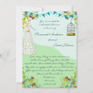 Invitación Birdcage Bunting Garden Bridal Shower Invitations